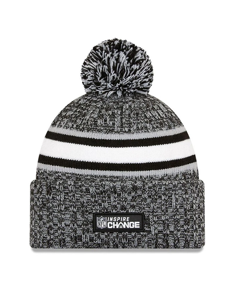 Men's New Era Heather Black Dallas Cowboys 2023 Inspire Change Cuffed Knit Hat With Pom