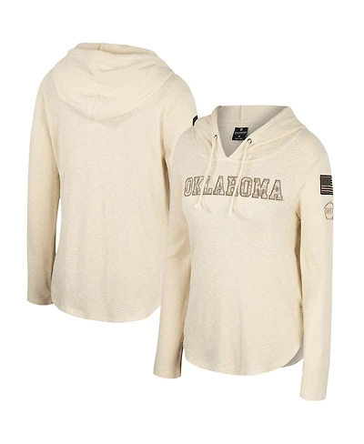 Women's Colosseum Cream Oklahoma Sooners Oht Military-Inspired Appreciation Casey Raglan Long Sleeve Hoodie T-shirt