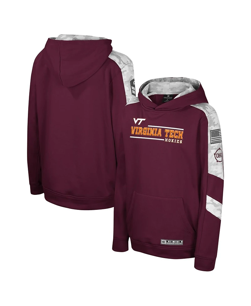 Big Boys Colosseum Maroon Virginia Tech Hokies Oht Military-Inspired Appreciation Cyclone Digital Camo Pullover Hoodie