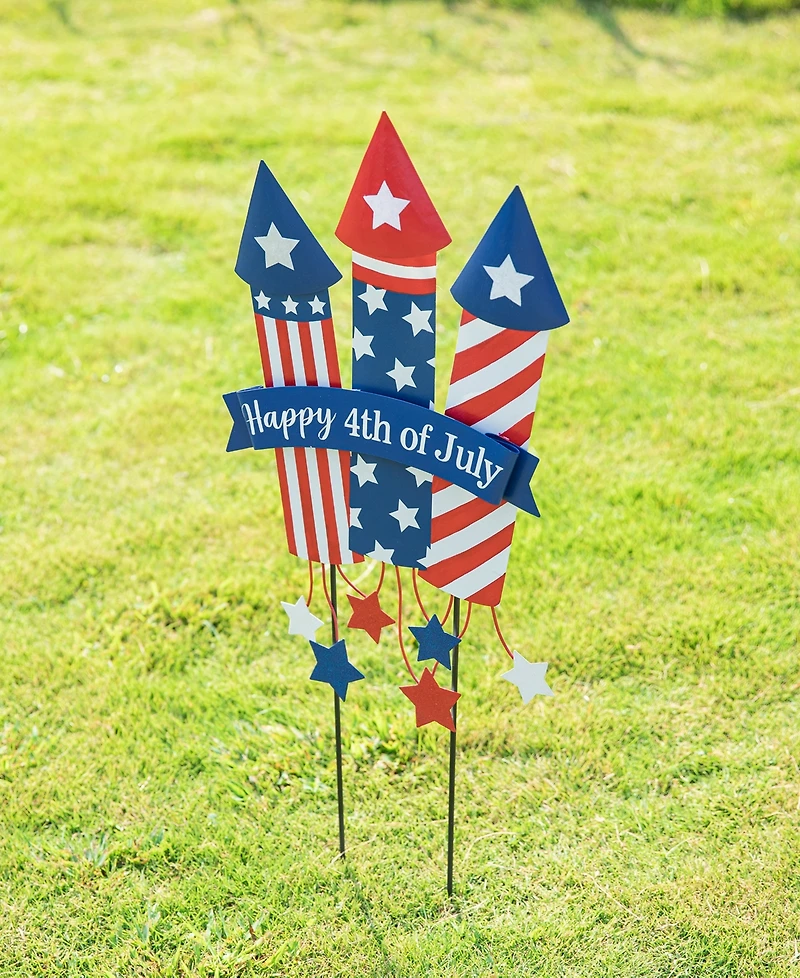 Glitzhome 30" H Patriotic, Americana Firecracker Yard Stake or Wall Decor