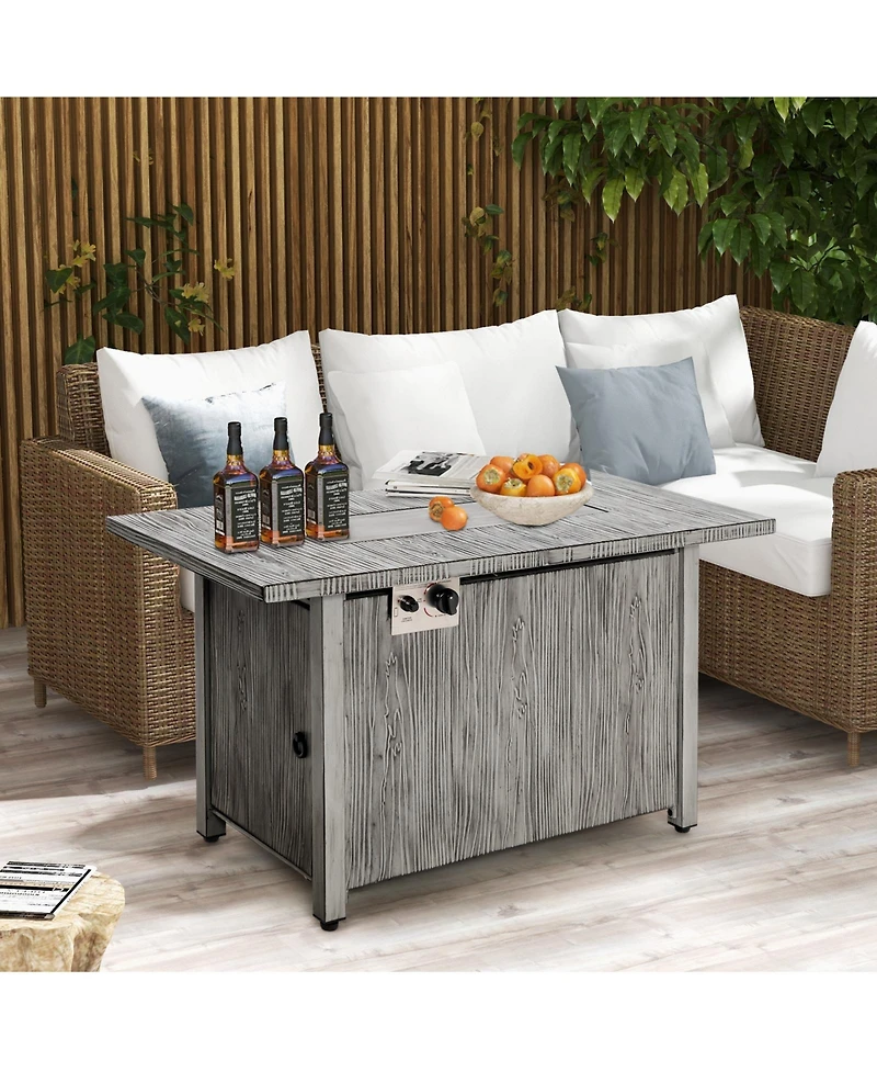 43 Inch 50 000 Btu Propane Fire Pit Table with Removable Lid-Grey