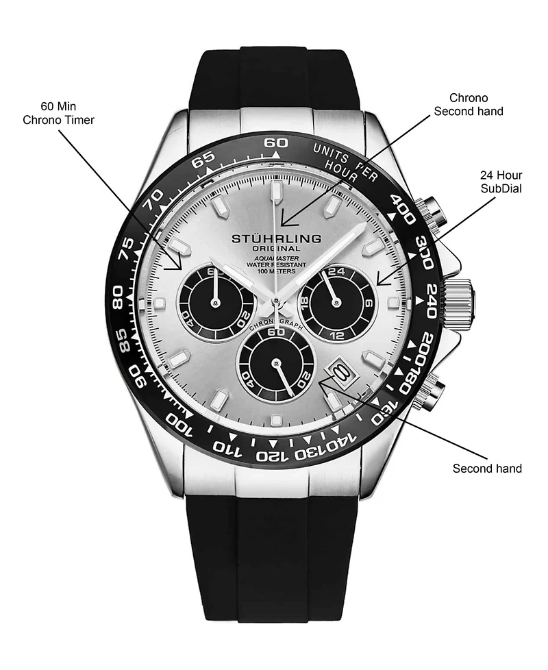 Stuhrling Men's Aquamaster 4042 Quartz 42mm Chronograph Watch