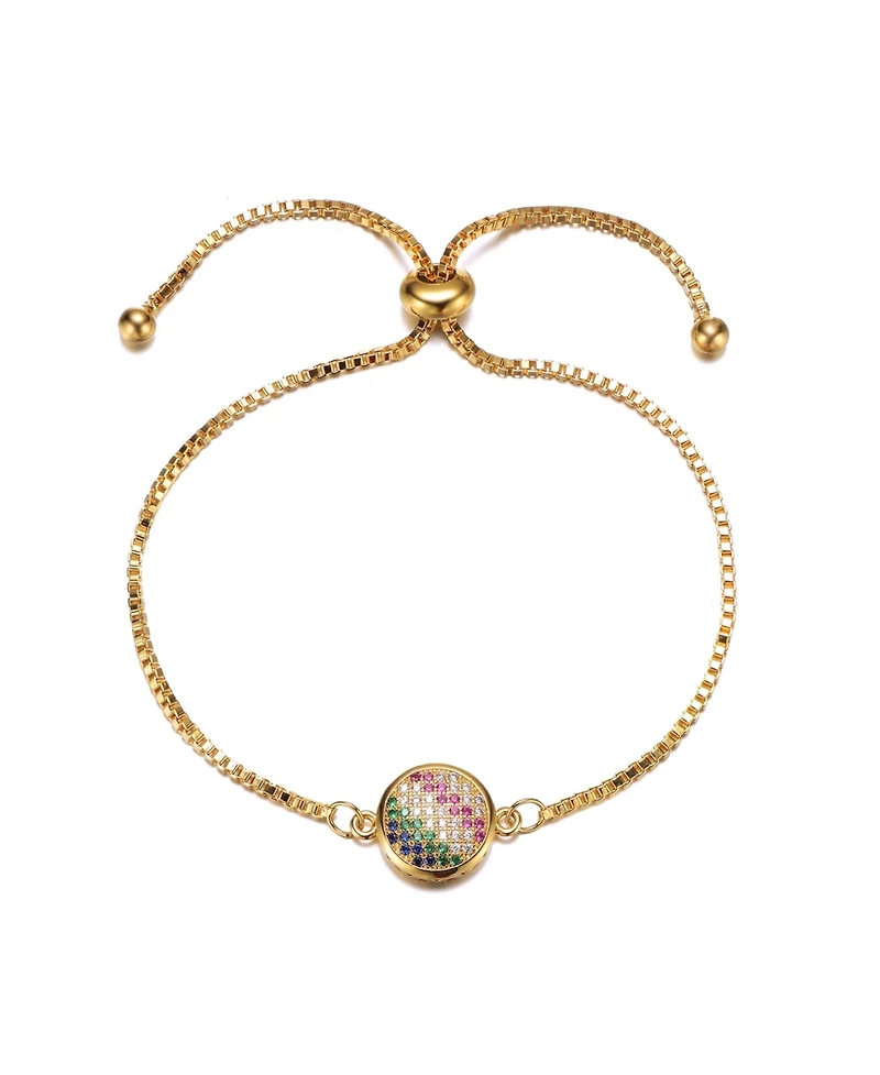 Gigi Girl Teens 14K Gold Plated Multi Color Cubic Zirconia Adjustable Bracelet