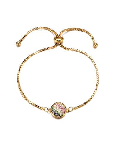 Gigi Girl Teens 14K Gold Plated Multi Color Cubic Zirconia Adjustable Bracelet