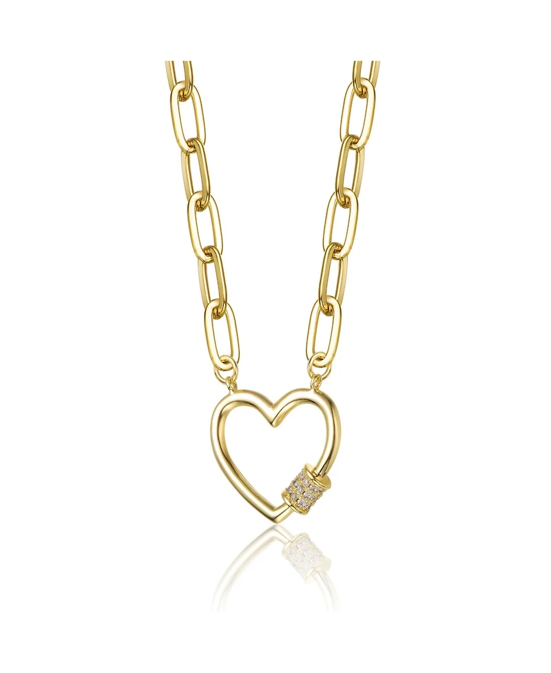 Gigi Girl Kids/Young Teens 14K Gold Plated Cubic Zirconia Heart Charm Necklace