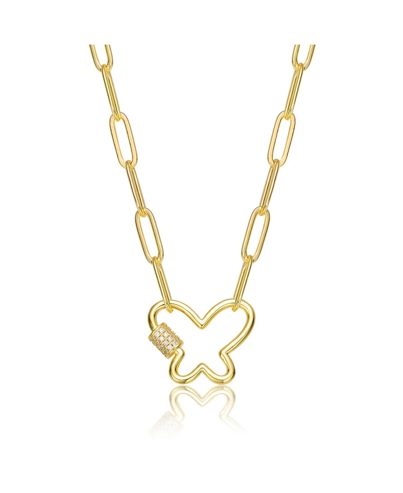 Gigi Girl Kids/Young Teens 14K Gold Plated Clear Cubic Zirconia Butterfly Charm Necklace