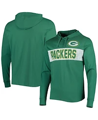 Men's '47 Brand Green Distressed Bay Packers Field Franklin Hooded Long Sleeve T-shirt