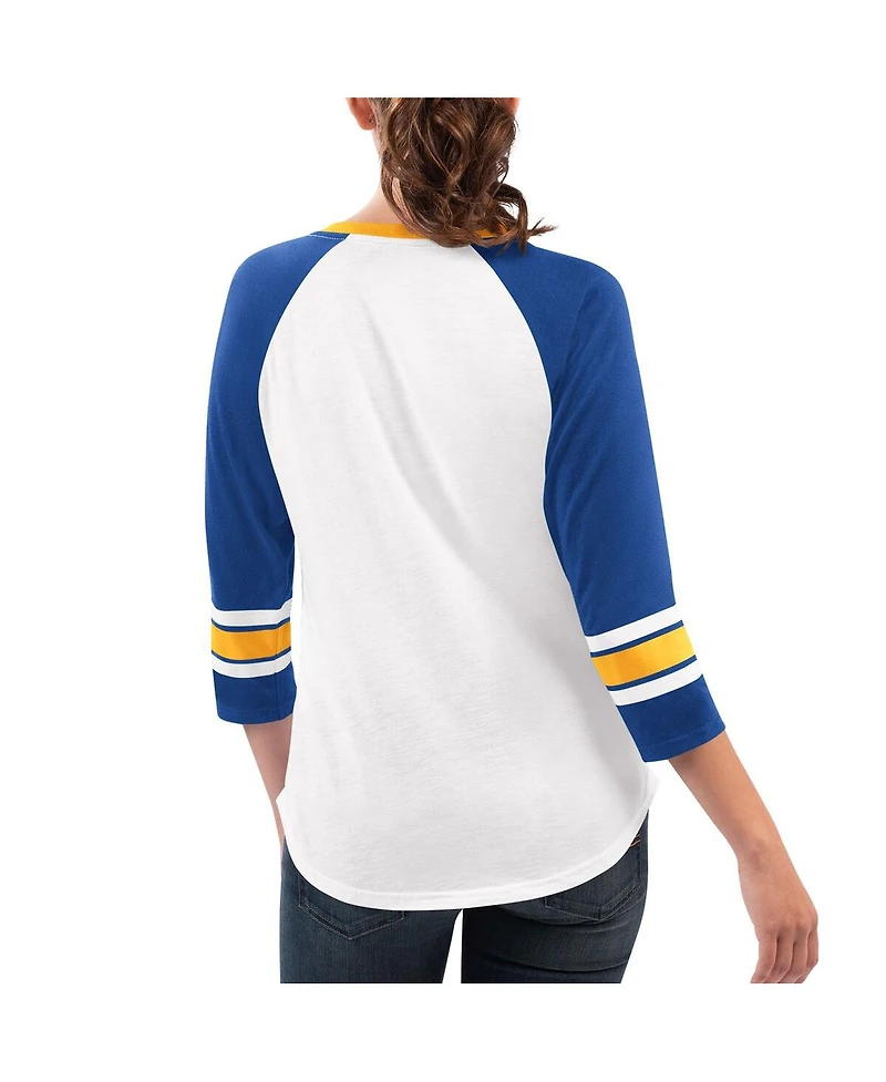 Women's G-iii 4Her by Carl Banks White, Royal Chase Elliott Top Team V-Neck 3/4 Sleeve T-shirt
