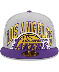 Men's New Era Gray, Purple Los Angeles Lakers Tip-Off Two-Tone 59FIFTY Fitted Hat