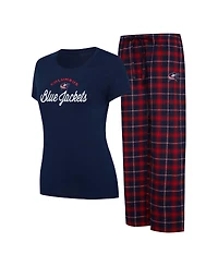 Women's Concepts Sport Navy, Red Columbus Blue Jackets Arctic T-shirt and Pajama Pants Sleep Set