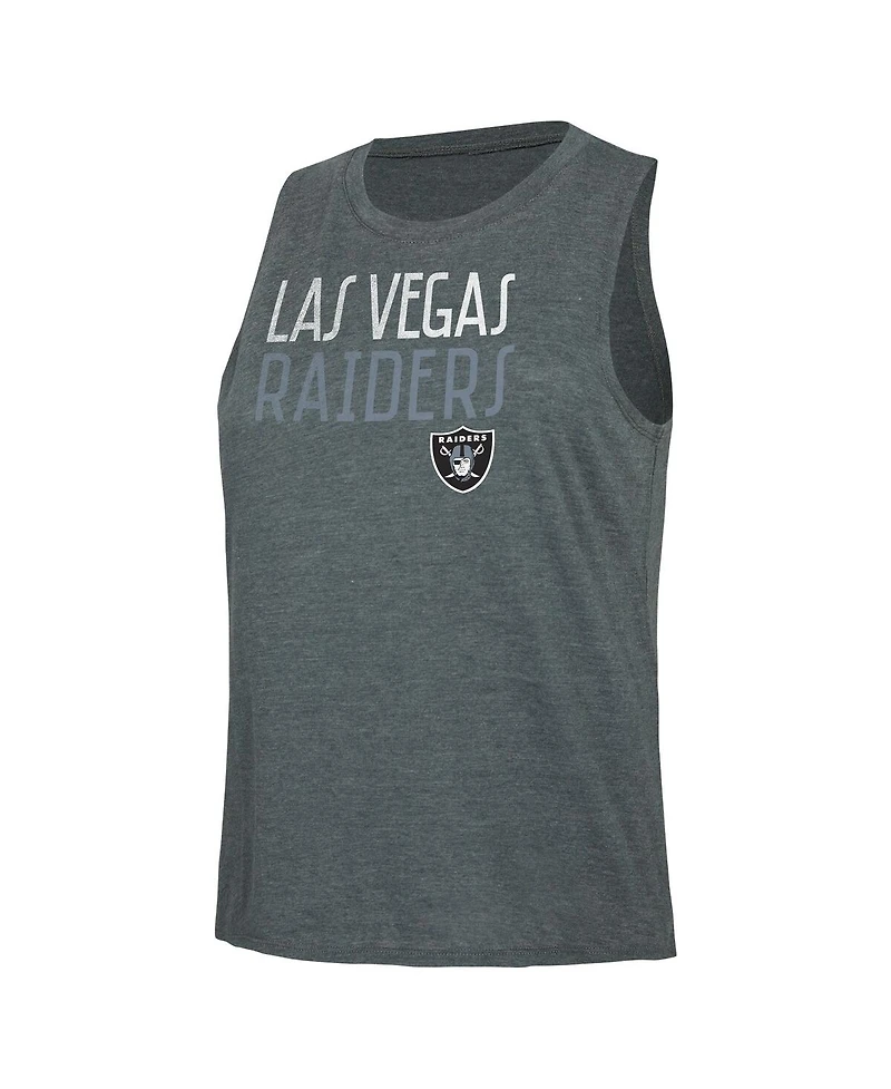 Women's Concepts Sport Black, Charcoal Distressed Las Vegas Raiders Muscle Tank Top and Pants Lounge Set