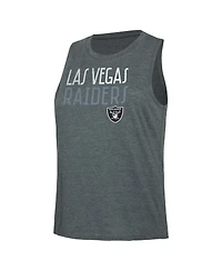 Women's Concepts Sport Black, Charcoal Distressed Las Vegas Raiders Muscle Tank Top and Pants Lounge Set