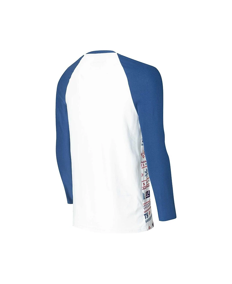 Men's Concepts Sport White, Royal New York Giants Tinsel Raglan Long Sleeve T-shirt and Pants Sleep Set