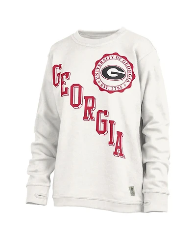 Women's Pressbox White Georgia Bulldogs Shoreline Sundown Pullover Sweatshirt