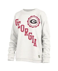 Women's Pressbox White Georgia Bulldogs Shoreline Sundown Pullover Sweatshirt