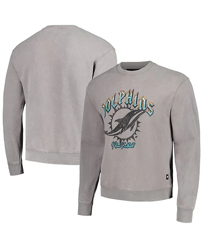 Men's and Women's The Wild Collective Gray Miami Dolphins Distressed Pullover Sweatshirt