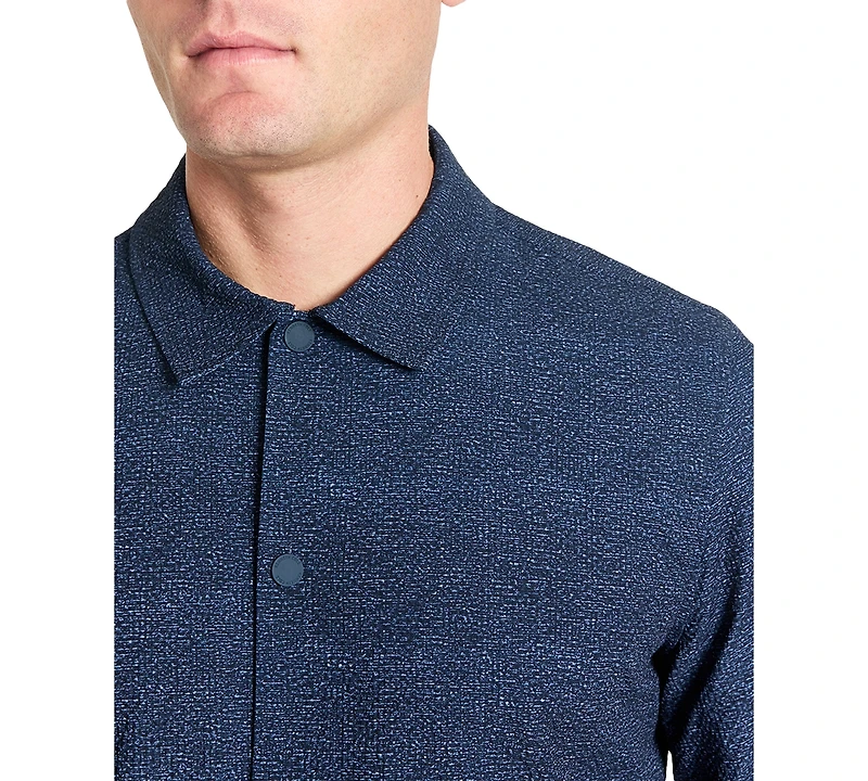 Kenneth Cole Men's 4-Way Stretch Water-Resistant Printed Seersucker Shirt Jacket