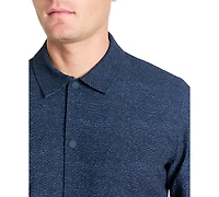 Kenneth Cole Men's 4-Way Stretch Water-Resistant Printed Seersucker Shirt Jacket