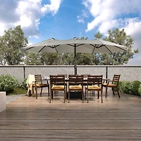 Mondawe 15ft Rectangular Double-Sided Solar Led Outdoor Patio Market Umbrella with Base Included
