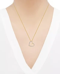 Diamond Diagonal Double Heart Pendant Necklace (1/4 ct. t.w.) in Sterling Silver & 14k Gold-Plate, 16" + 2" extender