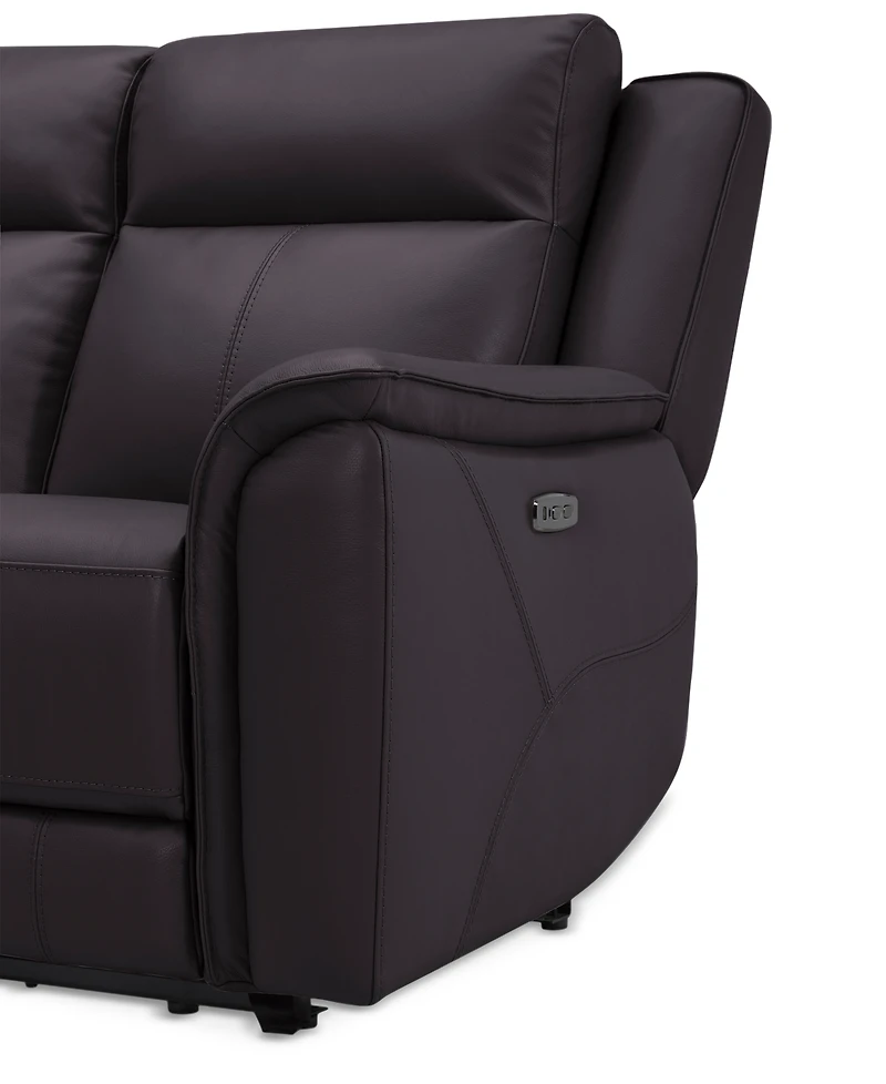Addyson 117" 5-Pc. Leather Sectional with 3 Zero Gravity Recliners Power Headrests, Created for Macy's