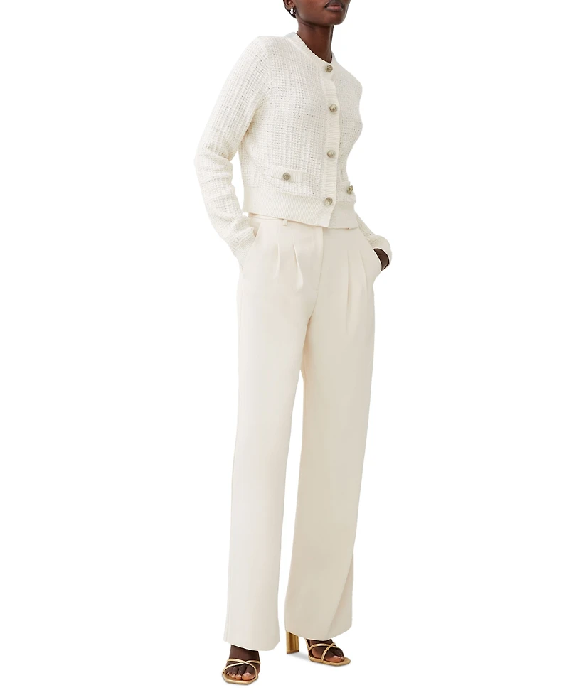 French Connection Women's Metallic Tweed Knit Cardigan Sweater