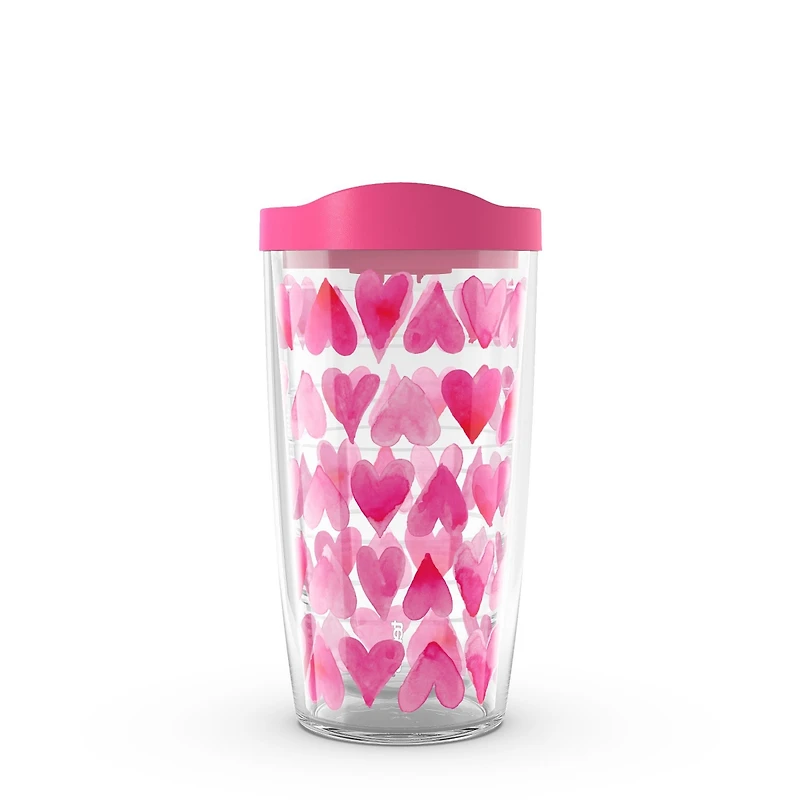 Tervis Valentine's Day Pink Hearts All Over Made in Usa Double Walled Insulated Tumbler Travel Cup Keeps Drinks Cold & Hot, 16oz, Classic