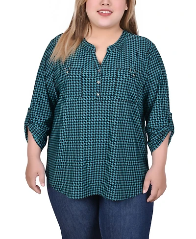 Ny Collection Plus Roll-Tab Sleeve Top