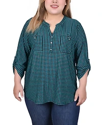 Ny Collection Plus Roll-Tab Sleeve Top