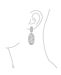 Bling Jewelry Large Cubic Zirconia Flower Leaf Oval Long Statement Cz Bouquet Chandelier Dangle Clip On Earrings Prom Rhodium Plated Brass