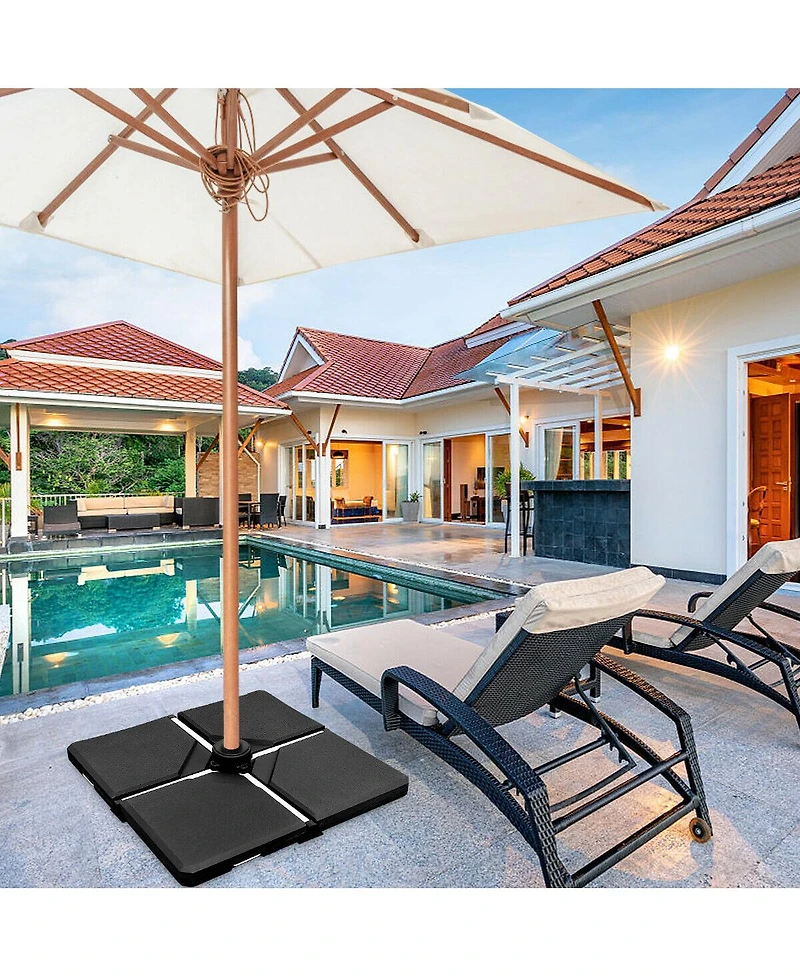 4 Pieces Square Fillable Patio Umbrella Base Set with Handle and Funnel