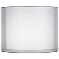 Springcrest Silver and White Double Sheer Small Drum Lamp Shade 12" Top x 12" Bottom x 9" High (Spider) Replacement with Harp and Finia