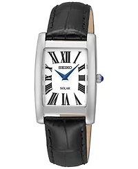 Seiko Women's Solar Black Leather Strap Watch 23mm SUP271