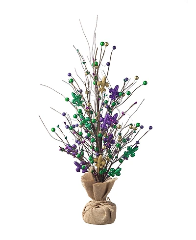 Glitzhome 21" H Lighted Mardi Gras Fleur-De-Lis Berry Table Tree