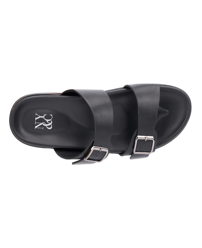 New York & Company Men's Edan Buckle Two Strap Sandals