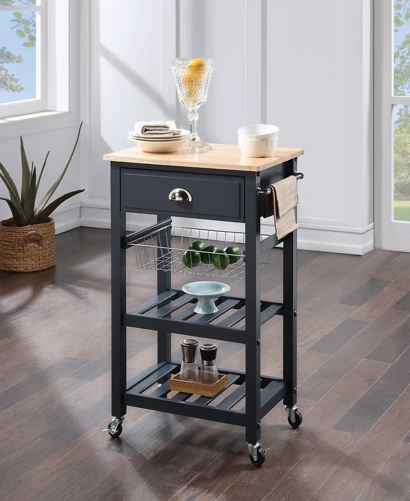 Office Star 33.75" Wood Hampton Kitchen Cart