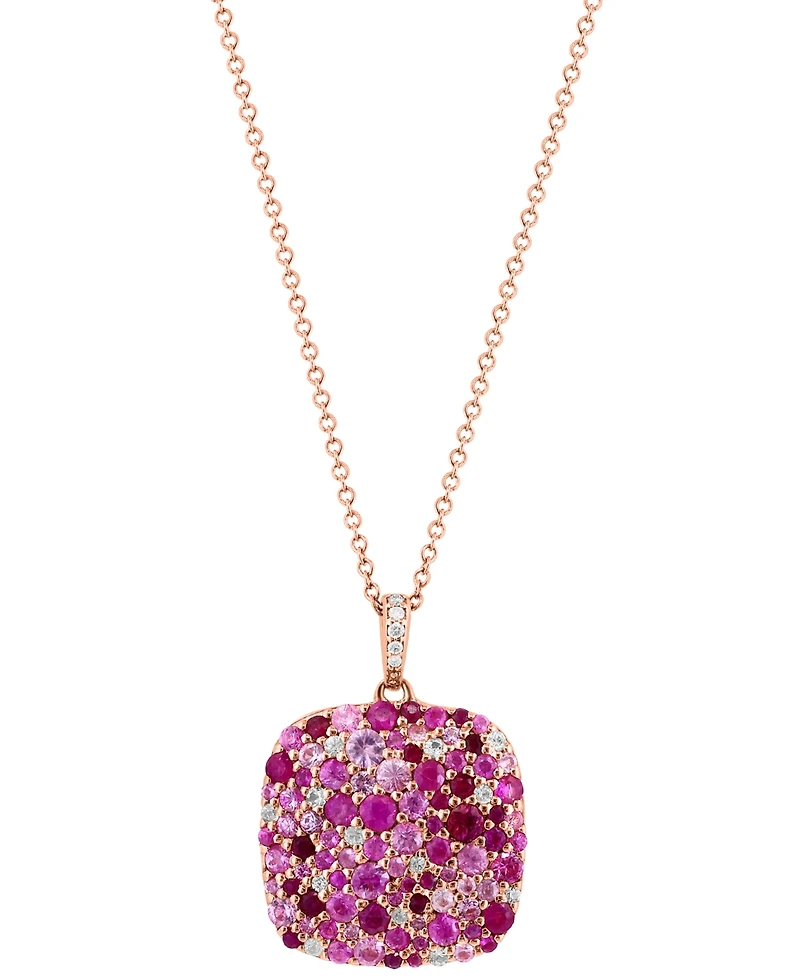Effy Multi-Gemstone (2-3/4 ct. t.w.) & Diamond Accent Cluster 18" Pendant Necklace in Rose Gold-Plated Silver