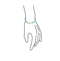 Bling Jewelry Interlocking Hearts Bff Synthetic Compressed Turquoise Strand Bead Stretch Bracelet Gold Plated Sterling Silver