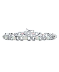 Bling Jewelry White Synthetic Opal Milgrain Infinity Tennis Bracelet Sterling Silver 8 Inches