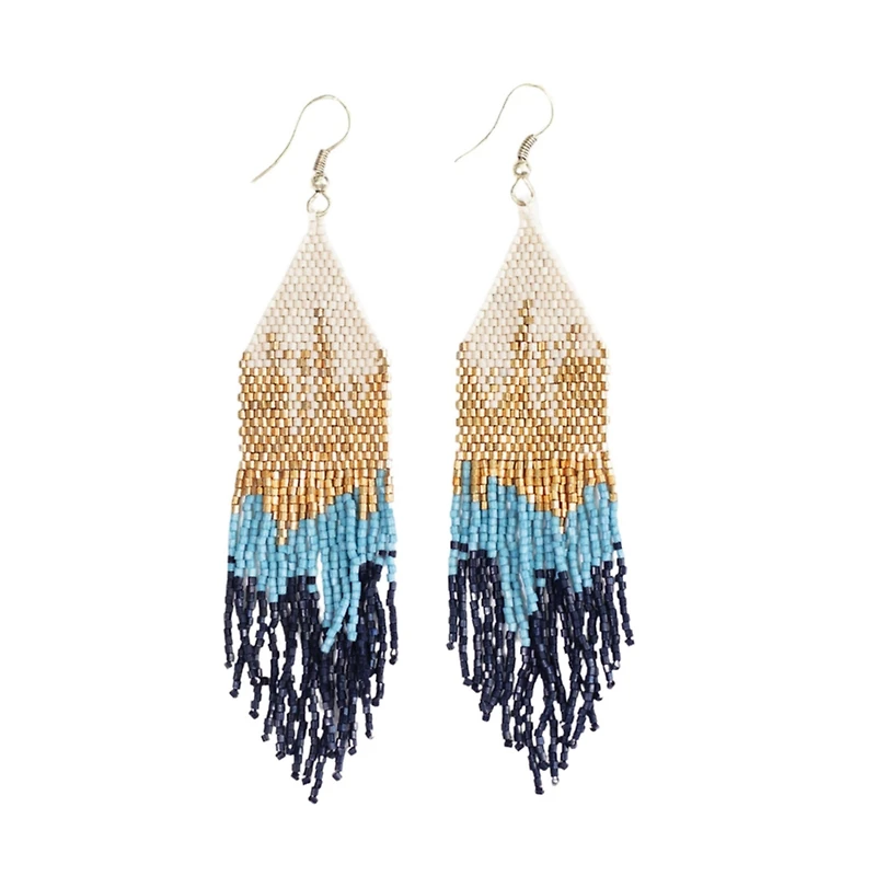 Claire Ombre Luxe Beaded Fringe Earrings