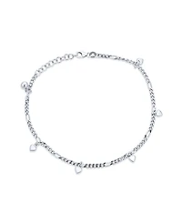 Bling Jewelry Multi Heart Dangle Charms Anklet Ankle Bracelet Sterling Silver Figaro Chain Adjustable 9 To 9.5 Inch