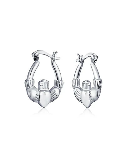 Bling Jewelry Bff Love Lightweight Heart Celtic Irish Friendship Claddagh Hoop Earrings Sterling Silver .5 Inch Diameter