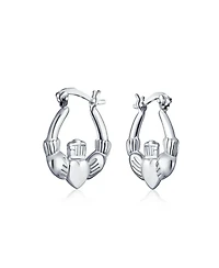 Bling Jewelry Bff Love Lightweight Heart Celtic Irish Friendship Claddagh Hoop Earrings Sterling Silver .5 Inch Diameter