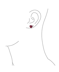 Bling Jewelry Promise Valentine Red Cz Devil Heart Shape Cubic Zirconia Stud Earrings Rose Gold Plated Sterling Silver