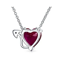 Bling Jewelry Promise Valentine Cubic Zirconia Red Cz Devil Heart Pendant Necklace Sterling Silver