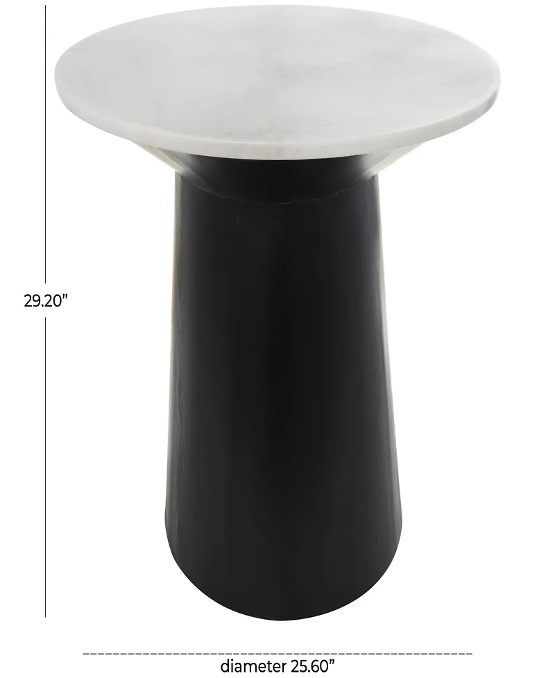 Rosemary Lane 26" x 26" x 29" Marble Geometric Black Wooden Base Accent Table