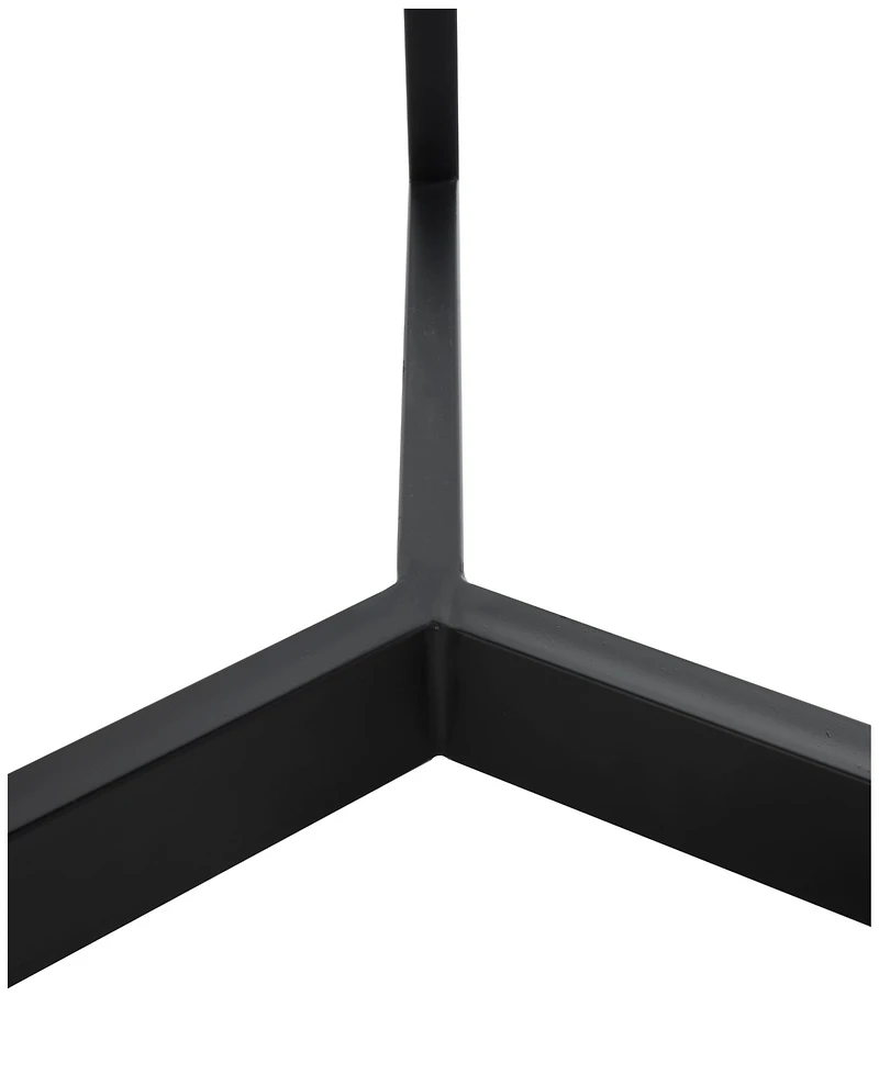 Rosemary Lane 24" x 24" x 22" Teak Wood Geometric Handmade Live Edge Black Metal Base Accent Table