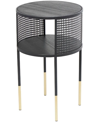 Rosemary Lane 17" x 17" x 21" Metal Geometric Open Grid Frame 1 Shelf Gold-Tone Legs Accent Table