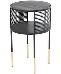 Rosemary Lane 17" x 17" x 21" Metal Geometric Open Grid Frame 1 Shelf Gold-Tone Legs Accent Table