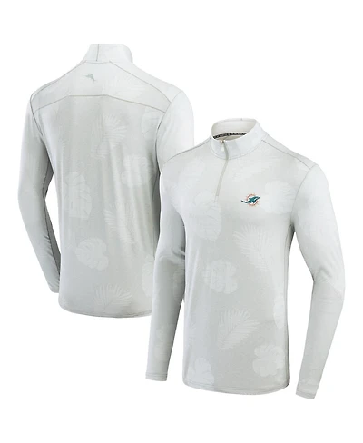 Men's Tommy Bahama Gray Miami Dolphins Delray Frond IslandZone Half-Zip Sweatshirt